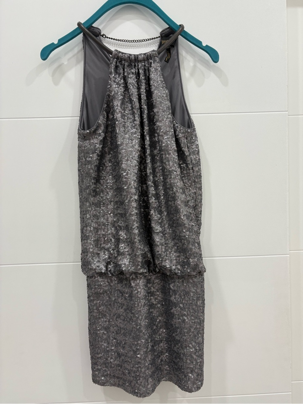 Laundry by Shelli Segal Silver Sequined Dress